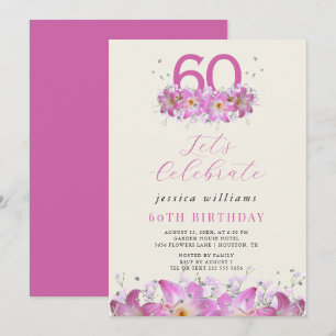 Vacksam Blommigt Glitter Birthday Inbjudningar