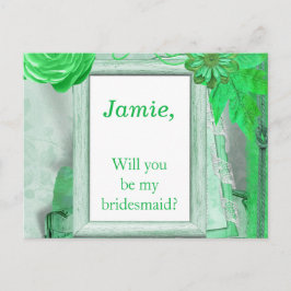 Vacksam blommigt Grönt - Bridesmaid-inbjudan Inbjudan Vykort