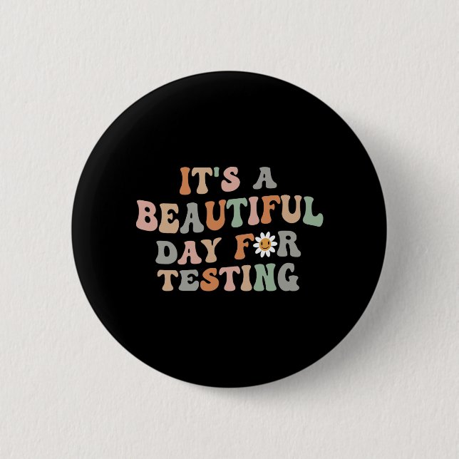 Vacksam dag för testdag Groovy Lärare Knapp (Framsida)