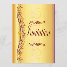 Vacksam lila och orange i inbjudan till guld