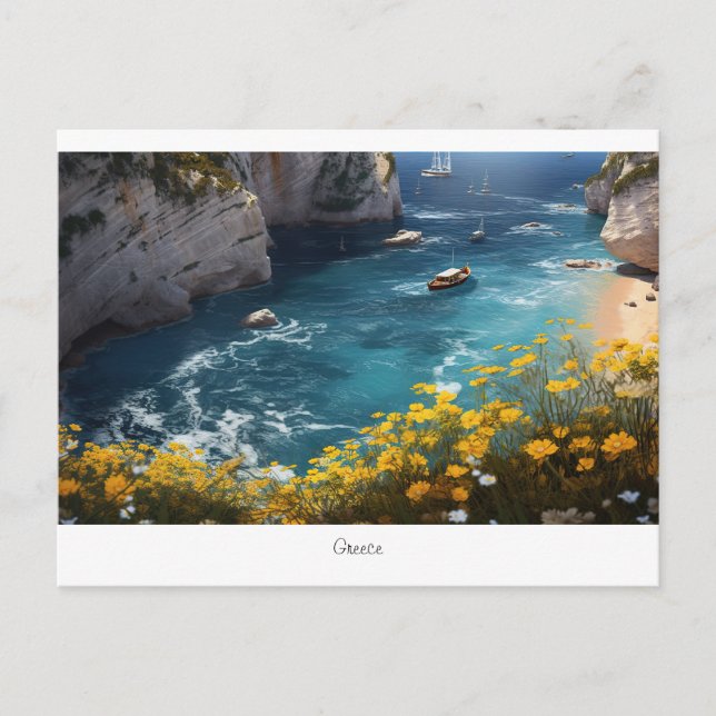 Vacksam strand i Grekland Vykort (Framsida)