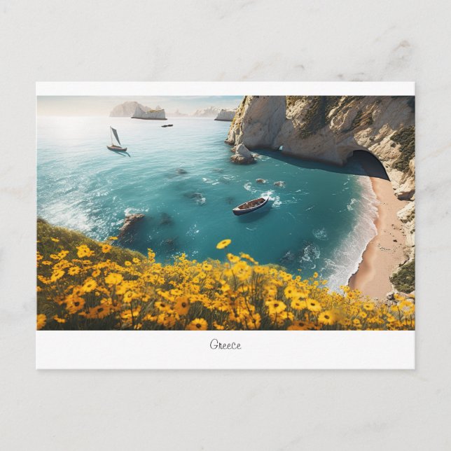Vacksam strand i Grekland Vykort (Framsida)