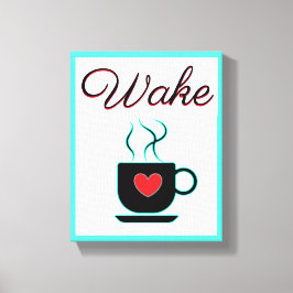 Väcksignal för kök, kaffe, turkos, röd, svart canvastryck
