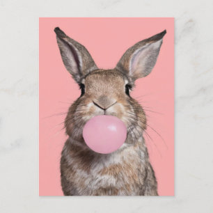 Vackt brunt kanin Chewing Bubble Gum Vykort