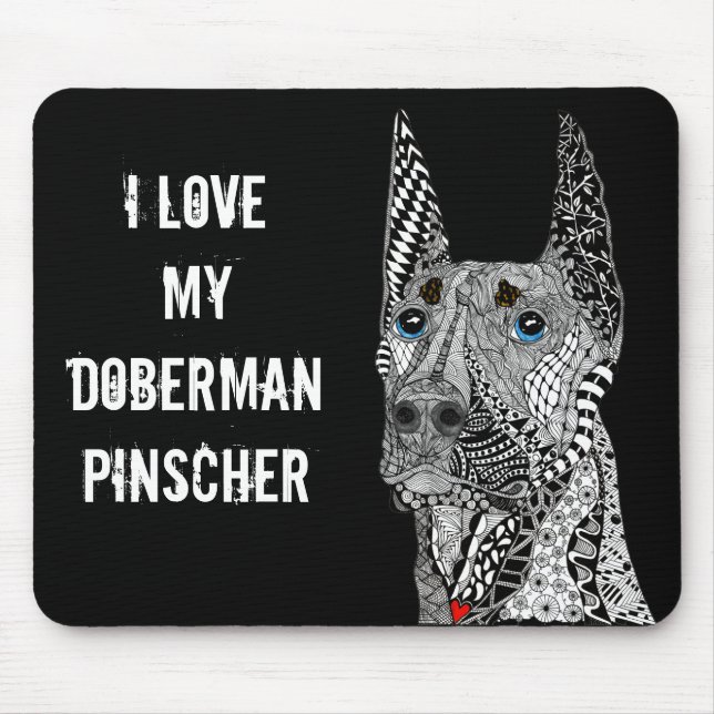 Vackt Doberman Pinscher Mouse Pad Musmatta (Framsidan)