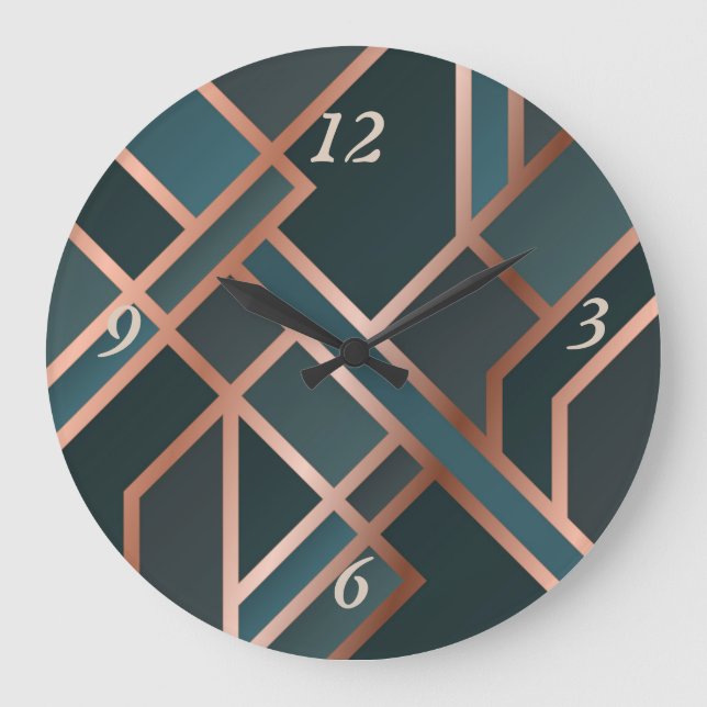 Vackvacker Oliv grönt marmor Round Clock Stor Klocka (Framsida)