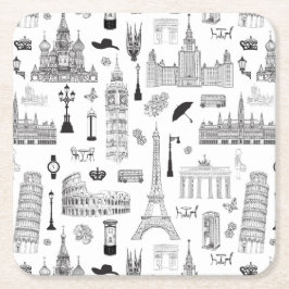 Vackvation i Europa Mönster Underlägg Papper Kvadrat