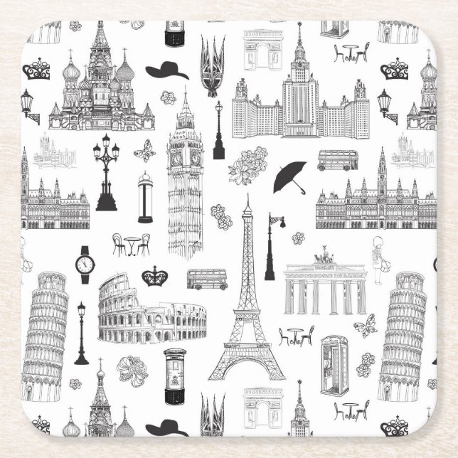 Vackvation i Europa Mönster Underlägg Papper Kvadrat (Framsidan)
