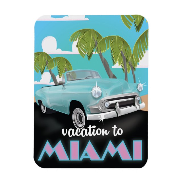 Vackvation till Miami Travel-affisch Magnet (Vertikal)