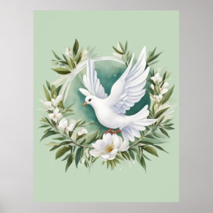 Vackvit fredsduva poster