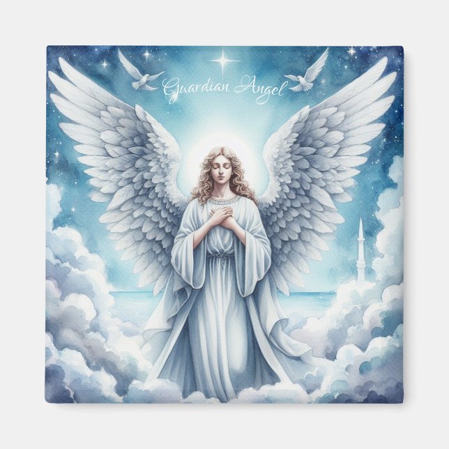 Vackvit guardian Angel Magnet (Framsidan)