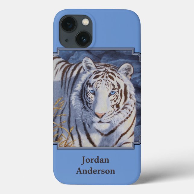 Vackvit tiger med Crystal Blue Öga (Baksida)