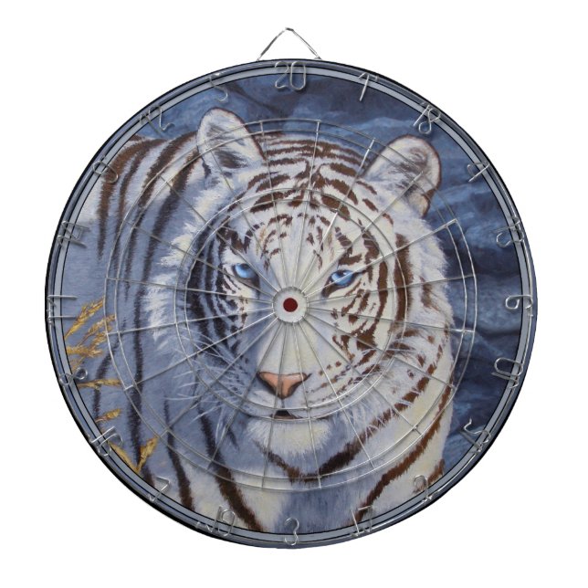 Vackvit tiger med Crystal Blue Öga Darttavla (Framsidan)