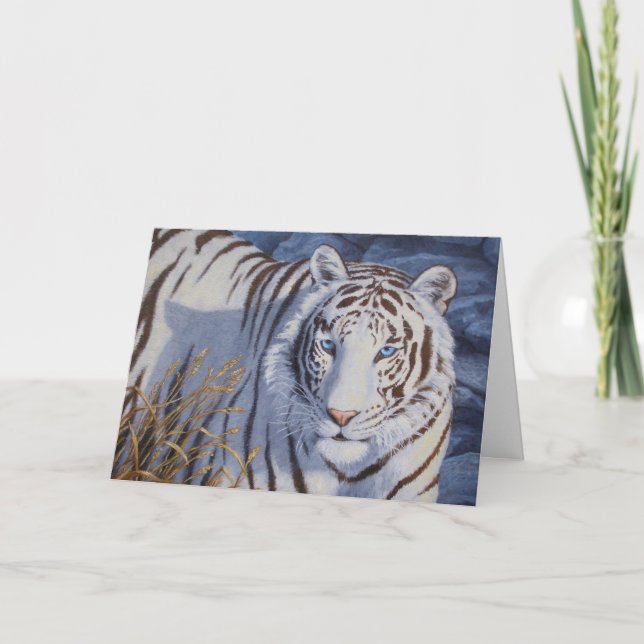 Vackvit tiger med Crystal Blue Öga Kort (Framsida)