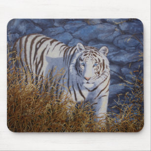 Vackvit tiger med Crystal Blue Öga Musmatta