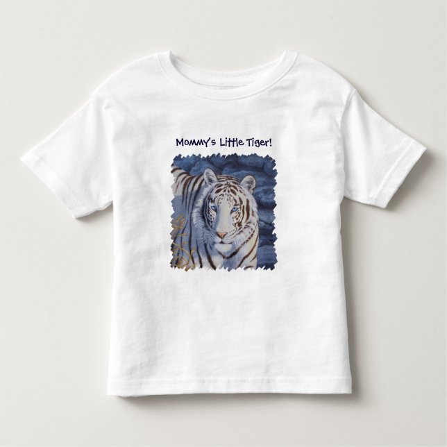 Vackvit tiger med Crystal Blue Öga Tee (Framsida)