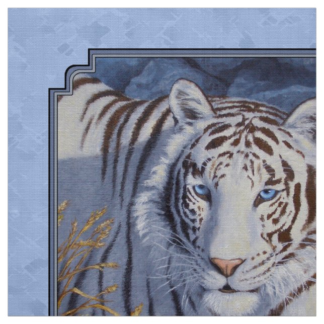 Vackvit tiger med Crystal Blue Öga Tyg (Provkarta)