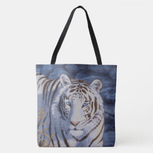 Vackvit tiger med Crystal Blue Öga Tygkasse