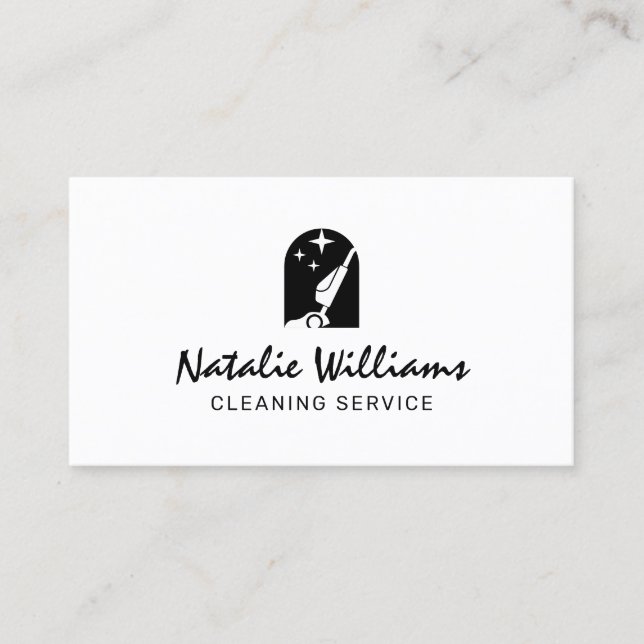 Vacuum cleaner logo cleaning Business Card Visitkort (Framsida)