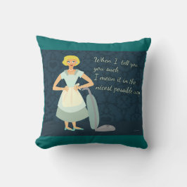 Vacuum Housefru Funny Chores Motto Tecknad Kudde