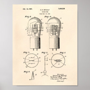 Vacuum Tube 1927 Patent Art Old Peper Poster
