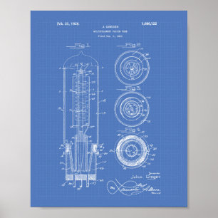 Vacuum Tube 1928 Patent Art Blue Poster