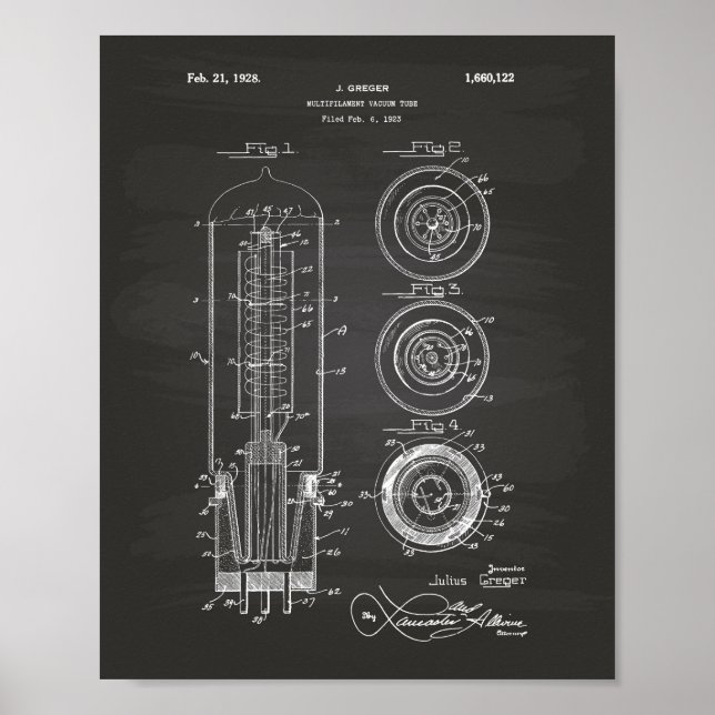 Vacuum Tube 1928 Patent Art Chalkboard Poster (Framsidan)