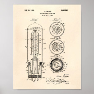 Vacuum Tube 1928 Patent Art Old Peper Poster