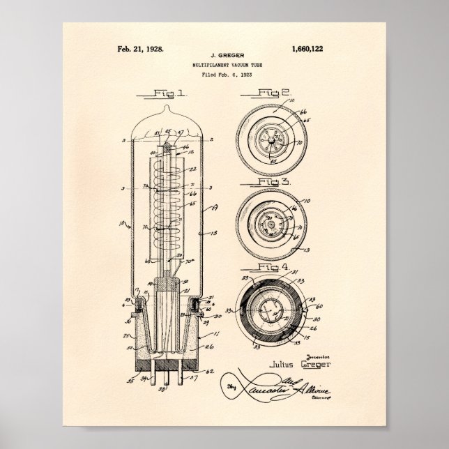 Vacuum Tube 1928 Patent Art Old Peper Poster (Framsidan)
