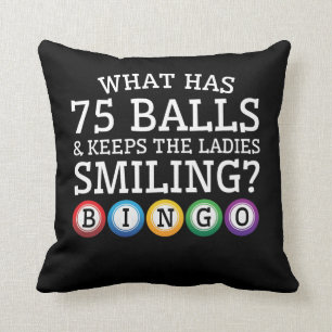 Vad 75 klumpa ihop sig behålladamer som ler Bingo Kudde