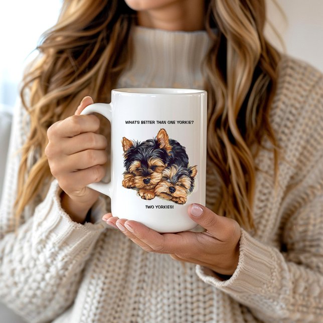 Vad är bättre än en yorkie? Två yorkier! Kaffemugg (Skapare uppladdad)