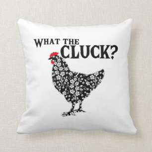 Vad Är Cluck Blommig Svart Vit Röd Höna Kudde