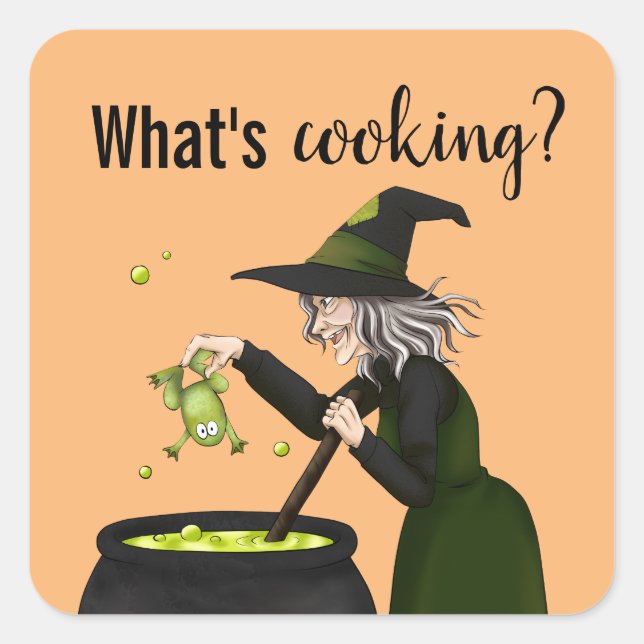 Vad är Cooking Witch? Fyrkantigt Klistermärke (Framsida)