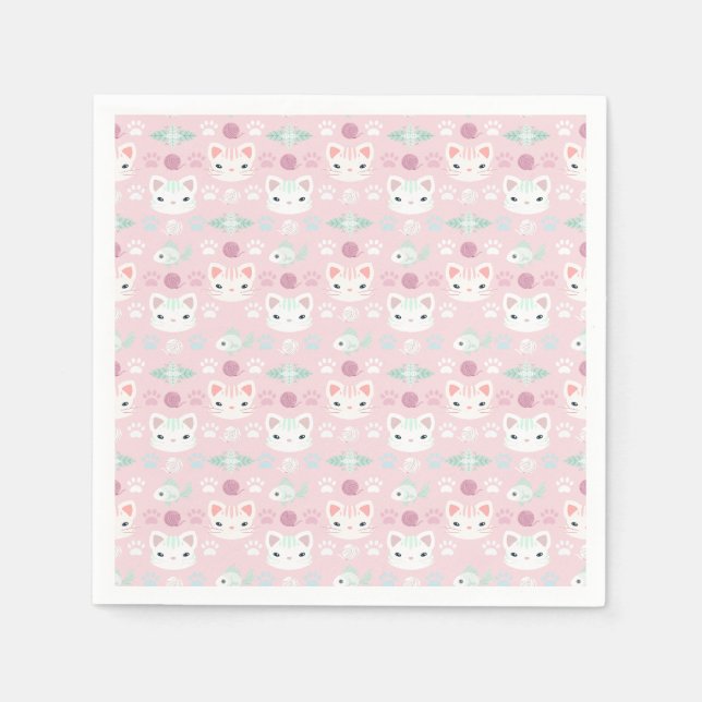 Vad är Coola, Kattunge i Rosa och Mint? Pappersservett (Framsidan)