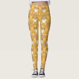 Vad är coolt, Kitty Cat i gult och lavendel Leggings