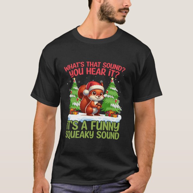 Vad är det där Ljud? Ljuny Santa Hat Squirrel Träd T Shirt (Framsida)