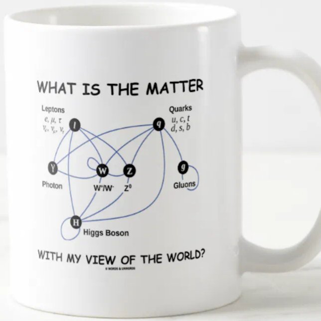 Vad är det för mening med min världssyn? Två-Tonad mugg (Particle physicists & anyone into quantum mechanics will enjoy this Higgs field diagram query mug)