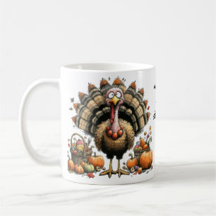 Vad är det för middag? Quirky Turkey Thanksgiving Kaffemugg