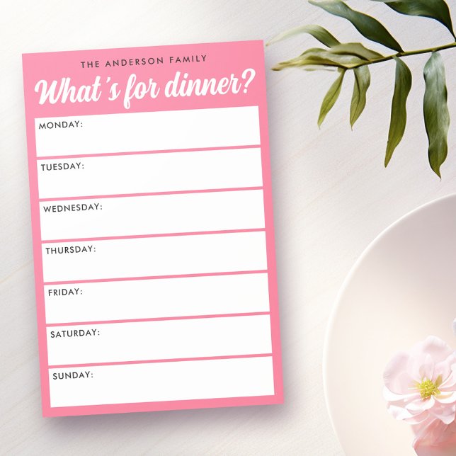 Vad är det för rosa veckovis planering för middag? post-it block (What 's for dinner pink weekly planner post-it notes)