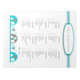 Vad är det i din handväska Elephant Baby Shower-sp Anteckningsblock