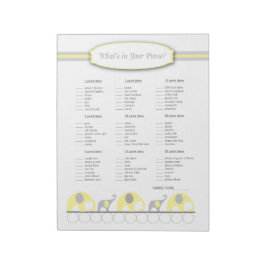 Vad är det i din handväska Elephant Baby Shower-sp Anteckningsblock