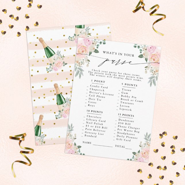 Vad är det i din plånbok? Champagne Blommigt Party Tilläggskort (Skapare uppladdad)