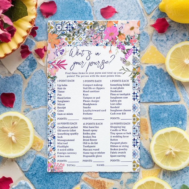 Vad är det i ditt kursivspel för möhippor? (What s in your purse italian bridal shower game)