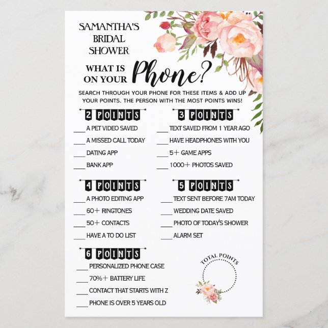 Vad är det i ditt Mobila duschsnygga spansk spel? (Framsida)