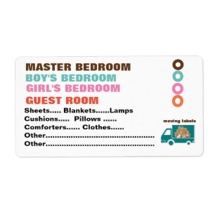 Vad är det i lådan? - Flytta etiketter - Bedroom? Fraktsedel