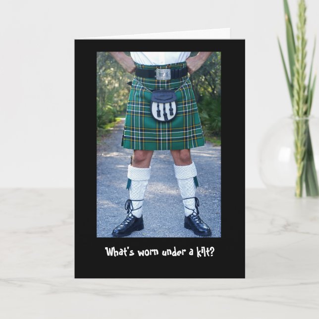 Vad är det som bär under en kilt? kort (Framsida)
