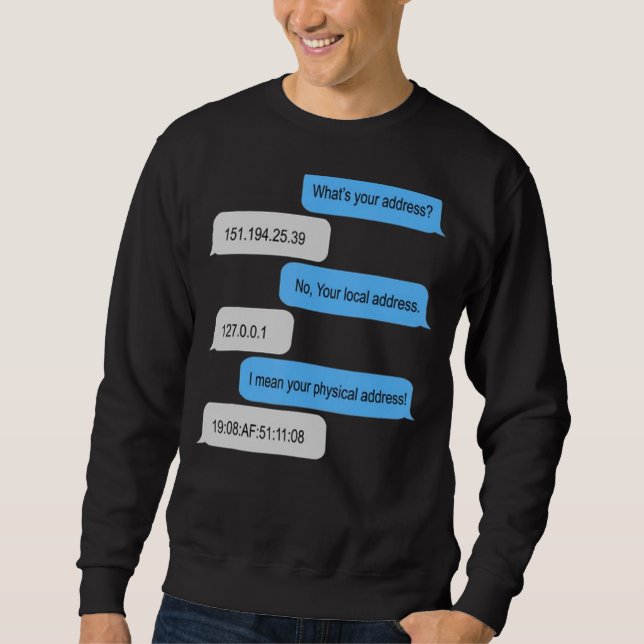 Vad är din Adress? Jag är programmerare på din pla Lång Ärmad Tröja (Framsida)