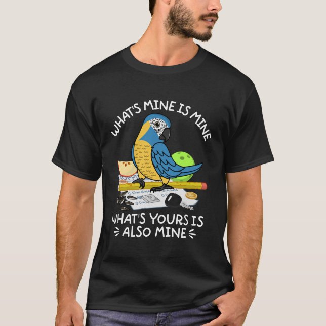 Vad är din mamma? Min papegoja I Blue-trogen Macaw T Shirt (Framsida)