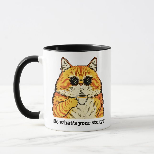 Vad är din Story Tee, Sarcastic Cat Mugg (Vänster)