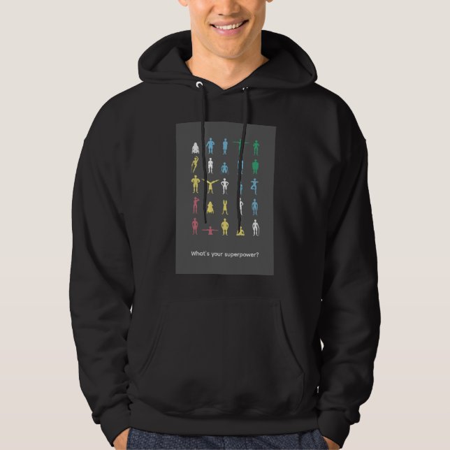 Vad är din superkraft? Funktionshinderstolthetsmån Hoodie (Framsida)